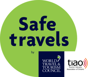 Graphic of "Safe travels" Stamp by World Travel & Tourism Councilbadge from